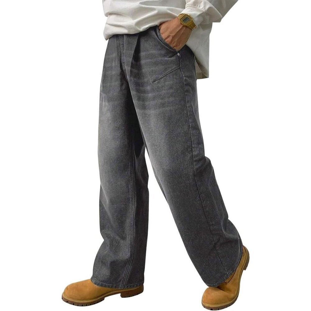 Mens Baggy Jeans Cotton Blend X-Large Wide Leg Retro Casual Streetwear - Picture 2 of 4